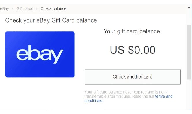 ebay gift card balance